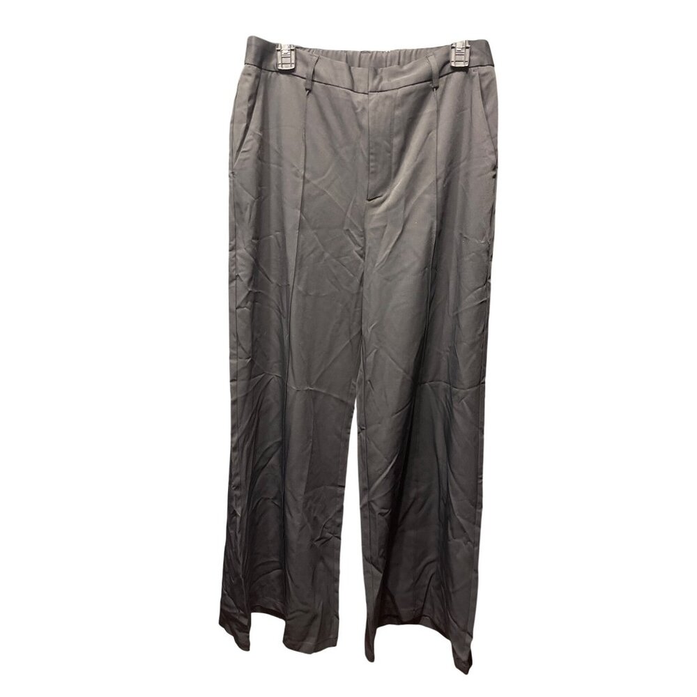 Halara Womens Wide Leg Flowy Pants L Black 95% Polyester 5% Elastane Zip-Up